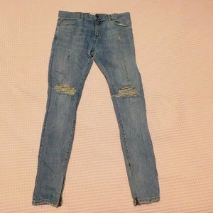 ORO Los Angeles jeans deconstructed ankle zip skinny stretch